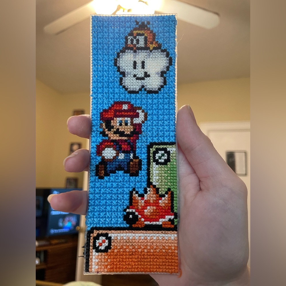 Handmade Mario Cross-Stitch Bookmark